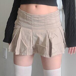 Garage Low-waist Y2k Beige Plaid Mini Slit Skirt